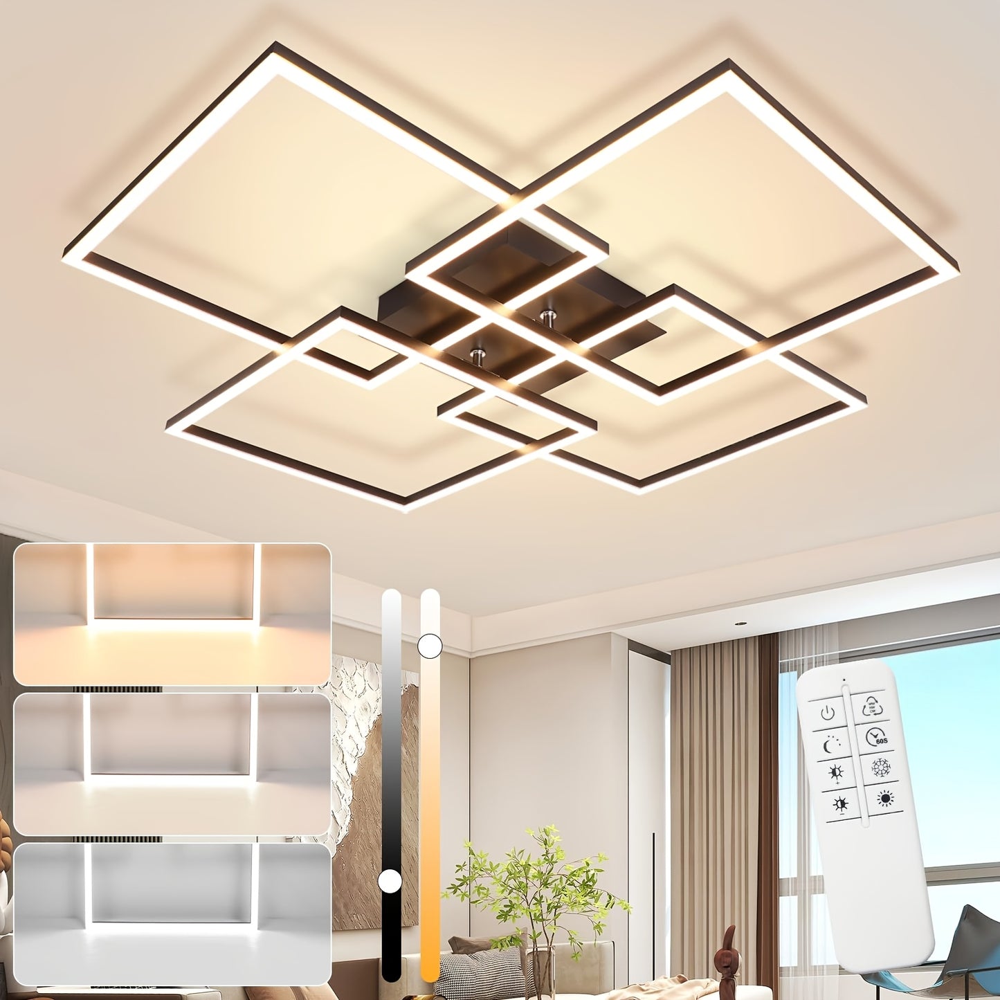 Moderne LED Plafondlamp – Dimbaar met 3 Lichtkleuren en Afstandsbediening