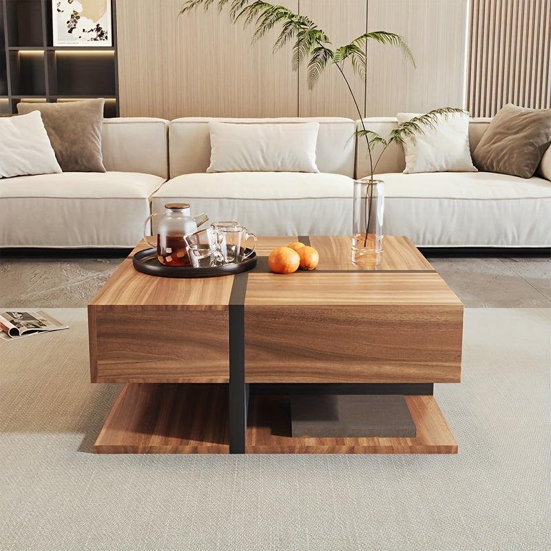 ModuLuxe – Moderne Houten Salontafel met Verborgen Opberglades
