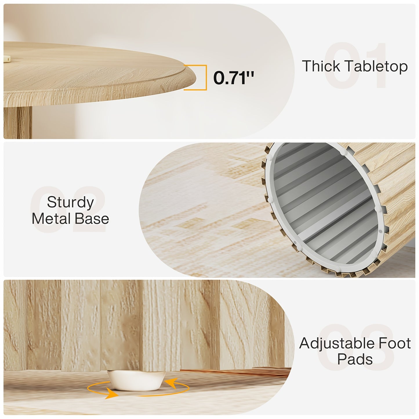 PureForm Moderne Houten Eettafel 120 cm