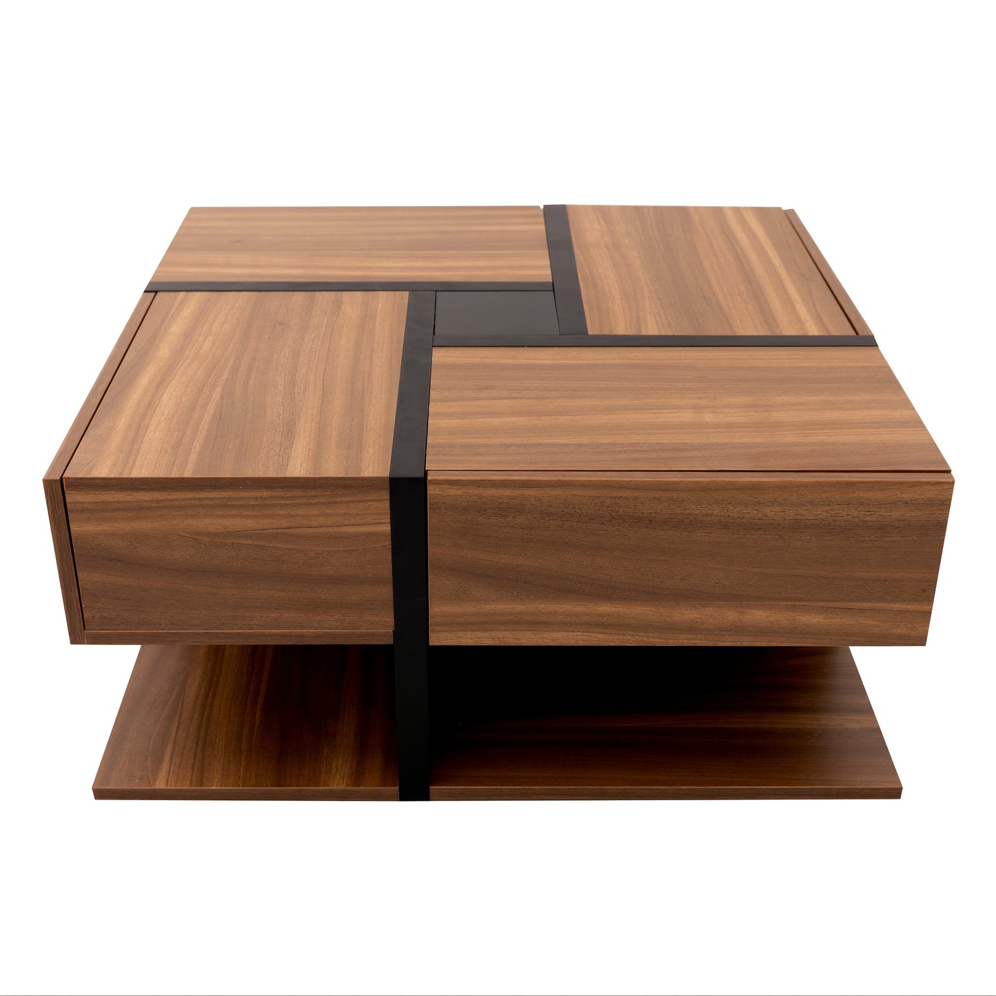 ModuLuxe – Moderne Houten Salontafel met Verborgen Opberglades