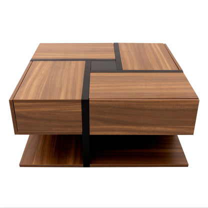 ModuLuxe – Moderne Houten Salontafel met Verborgen Opberglades