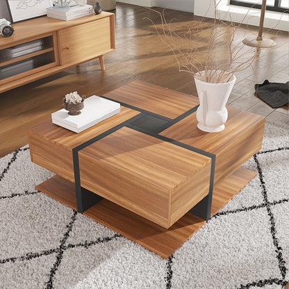 ModuLuxe – Moderne Houten Salontafel met Verborgen Opberglades