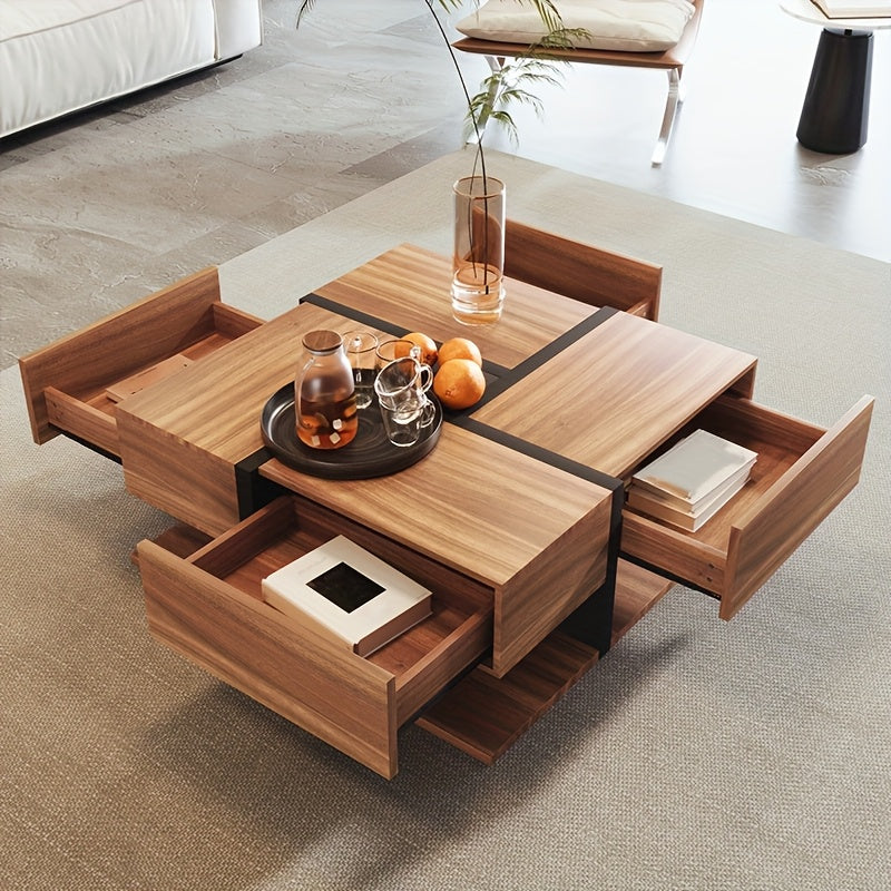 ModuLuxe – Moderne Houten Salontafel met Verborgen Opberglades