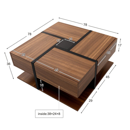 ModuLuxe – Moderne Houten Salontafel met Verborgen Opberglades